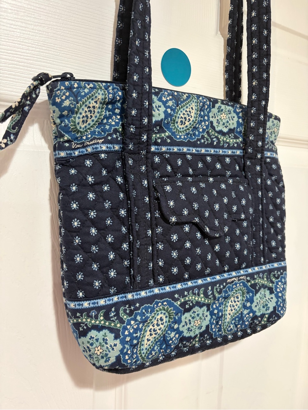 VERA BRADLEY Vintage Quilted Shoulder Bag in Retired Seaport Navy Pattern